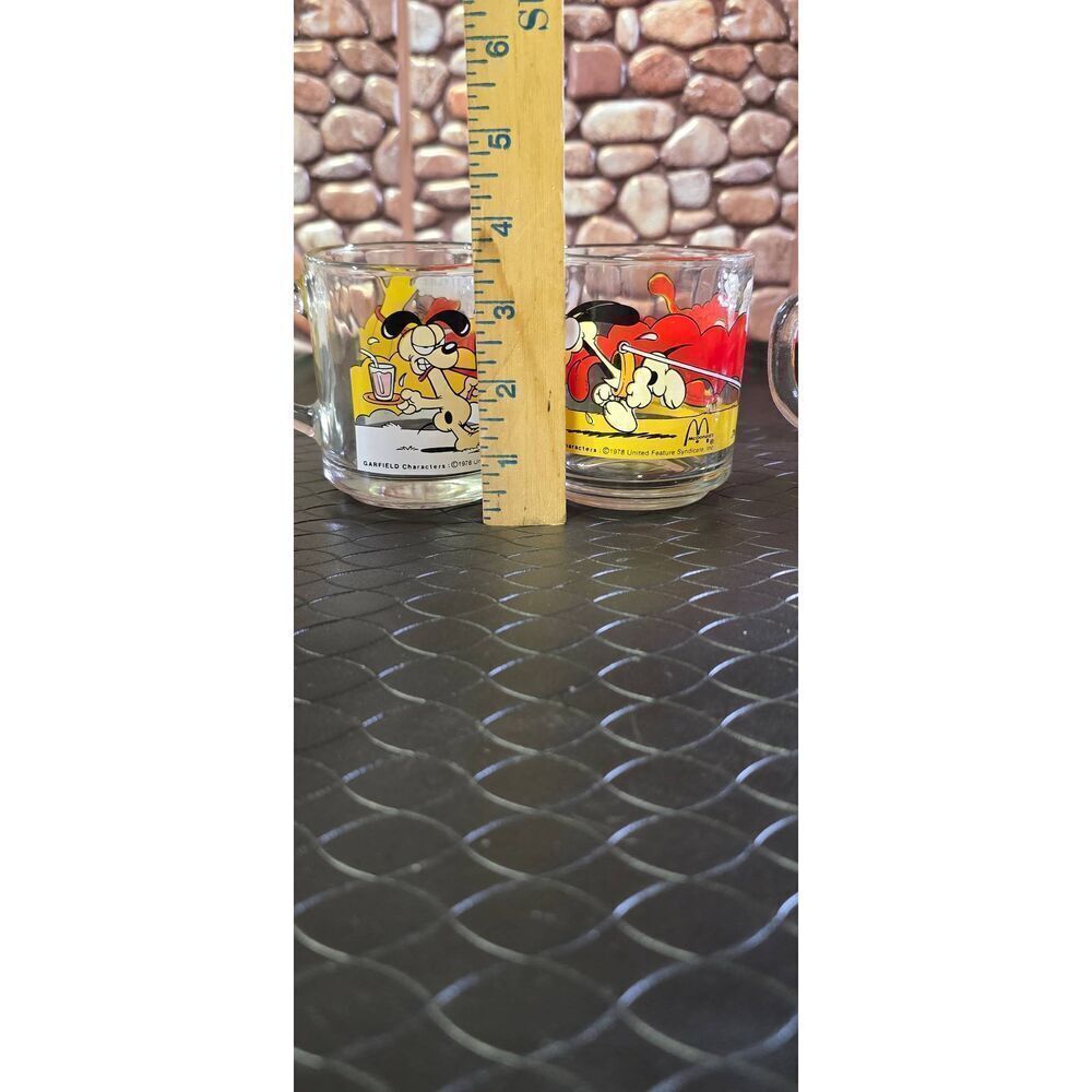 Vintage 1978 McDonalds Garfield Glass Coffee Mug Set of 4 Glasses - Picture 8 of 8